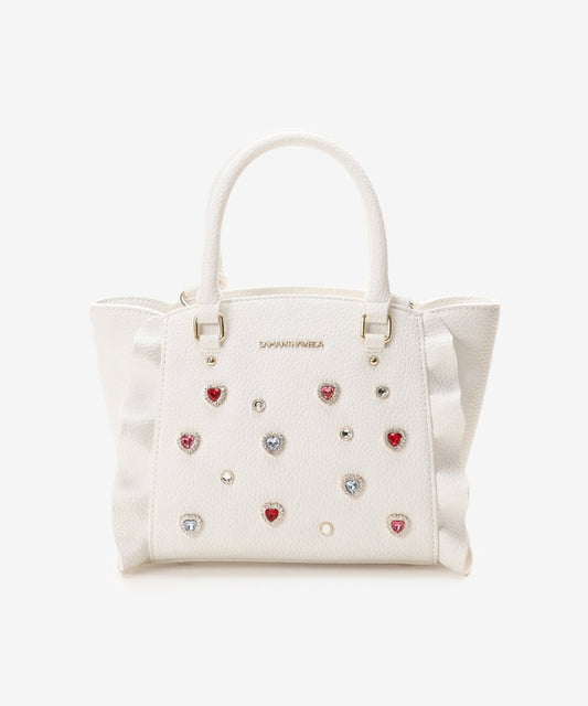 SAMANTHAVEGA Bijou Flutter Mini Bag | 2-Way Crossbody & Handbag with Jewel Heart Details