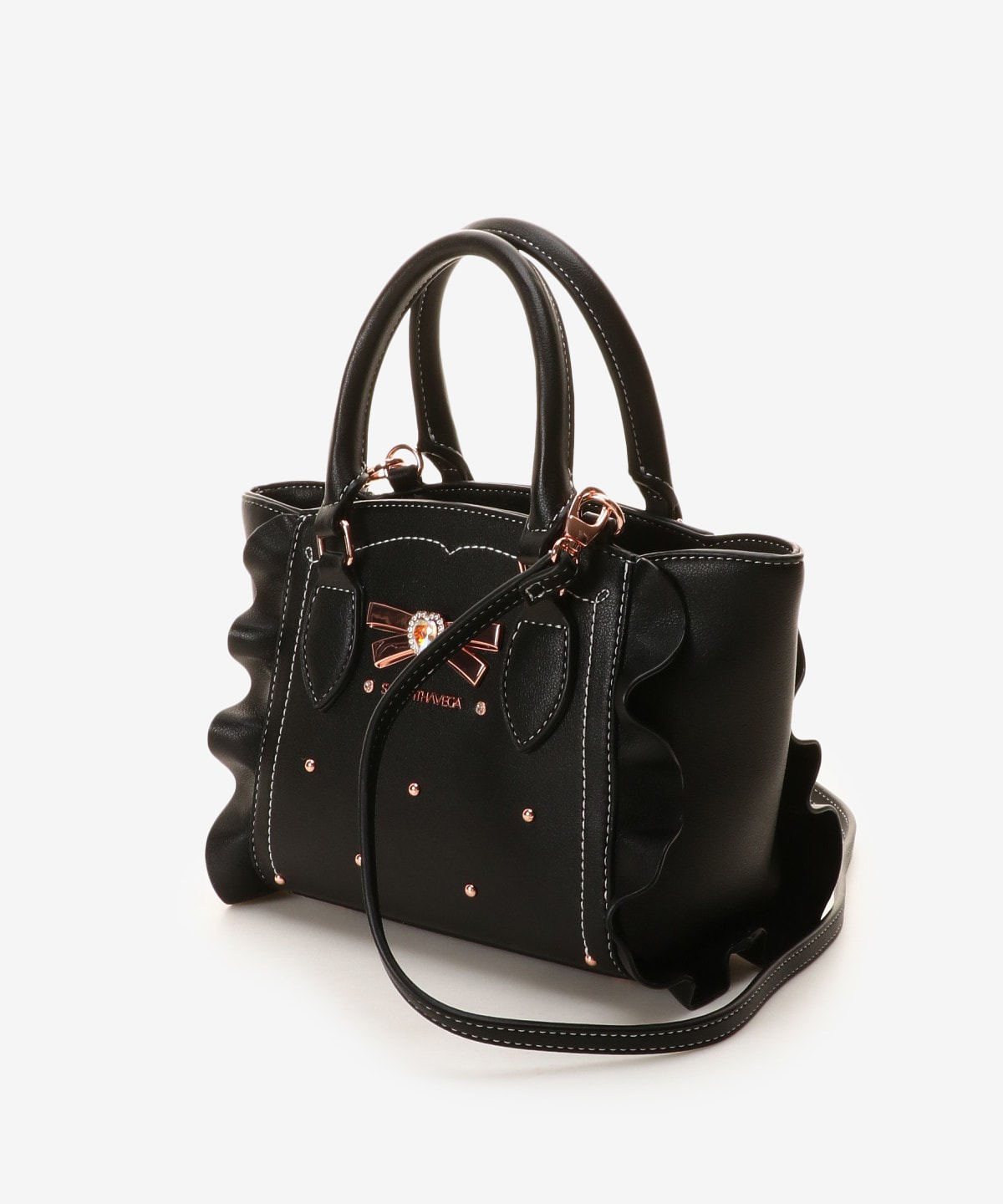 SAMANTHAVEGA Ribbon Studs Flutter Mini | 2-Way Crossbody & Handbag with Heart Details