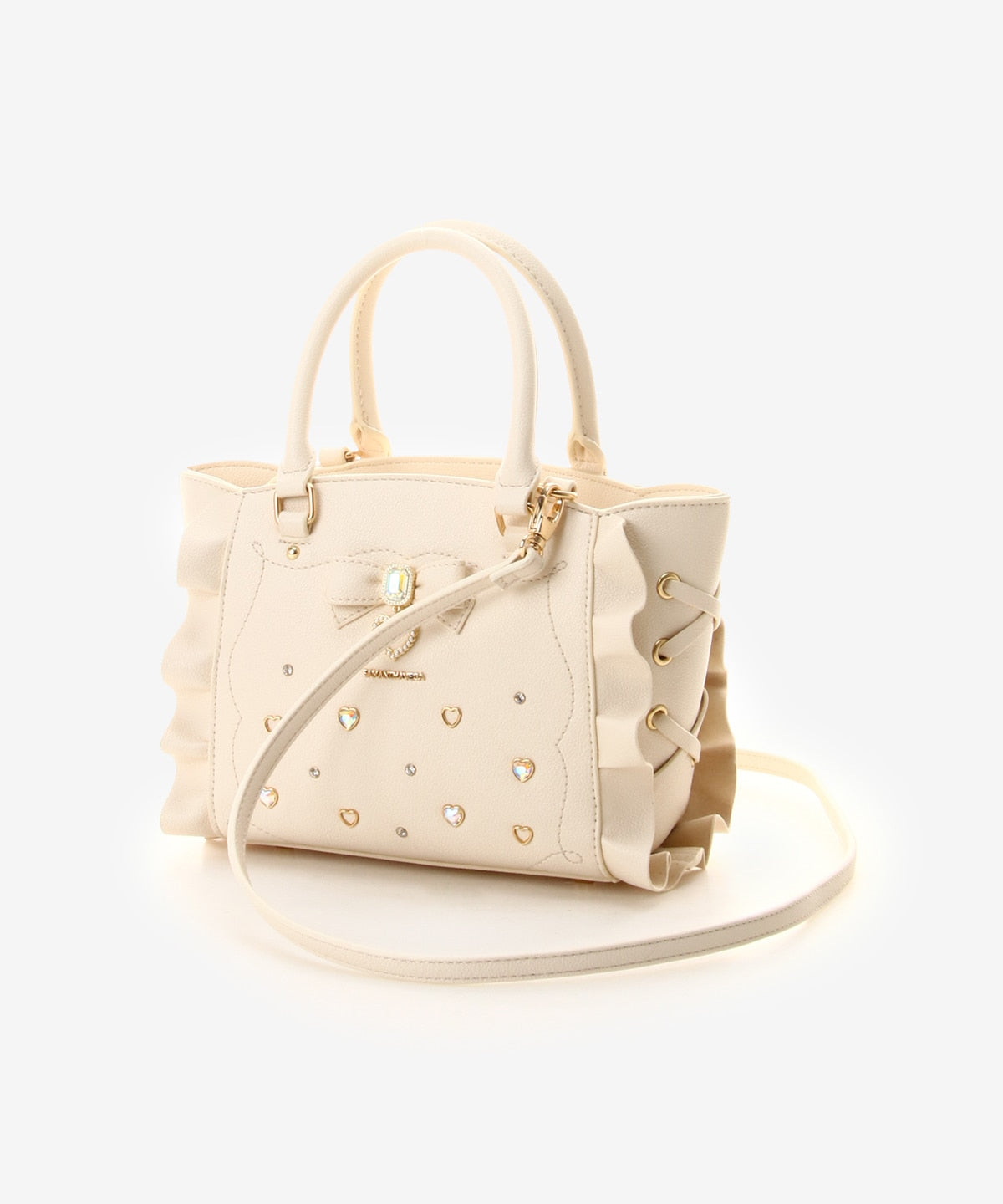 SAMANTHAVEGA Side Lace-Up Ribbon Bijou Mini Flutter Bag | 2-Way Elegant Shoulder & Handbag