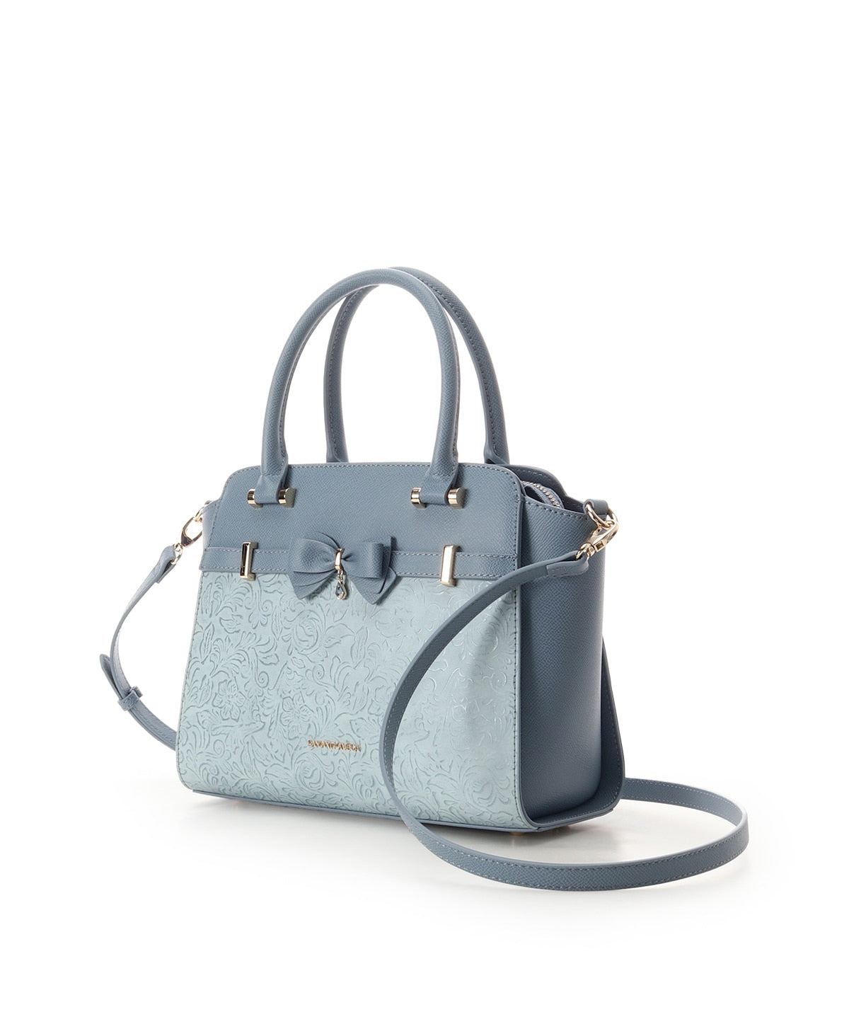 SAMANTHAVEGA Floral Accent Ribbon Handbag | 2-Way Shoulder & Tote with Elegant Cutwork Design
