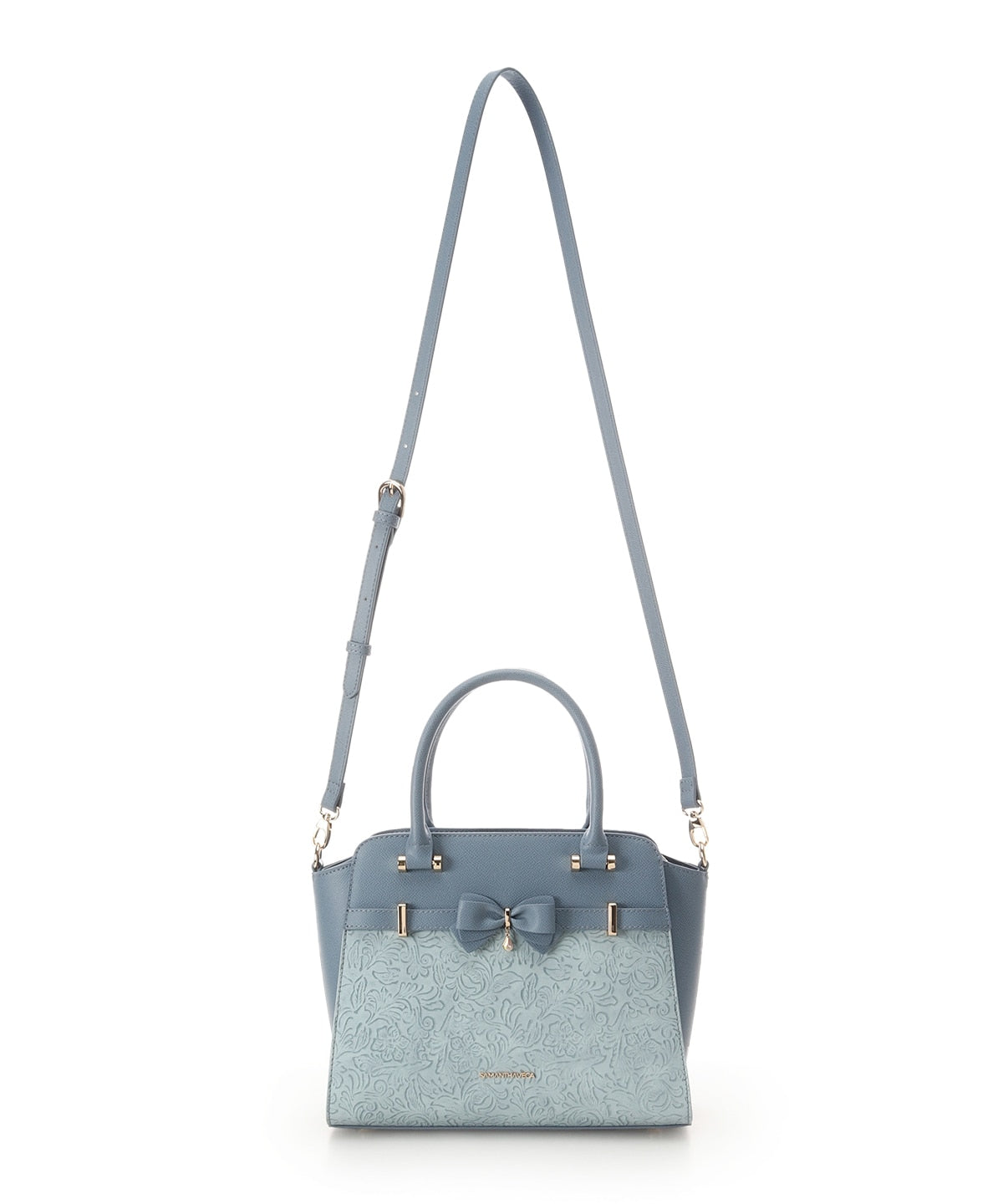 SAMANTHAVEGA Floral Accent Ribbon Handbag | 2-Way Shoulder & Tote with Elegant Cutwork Design