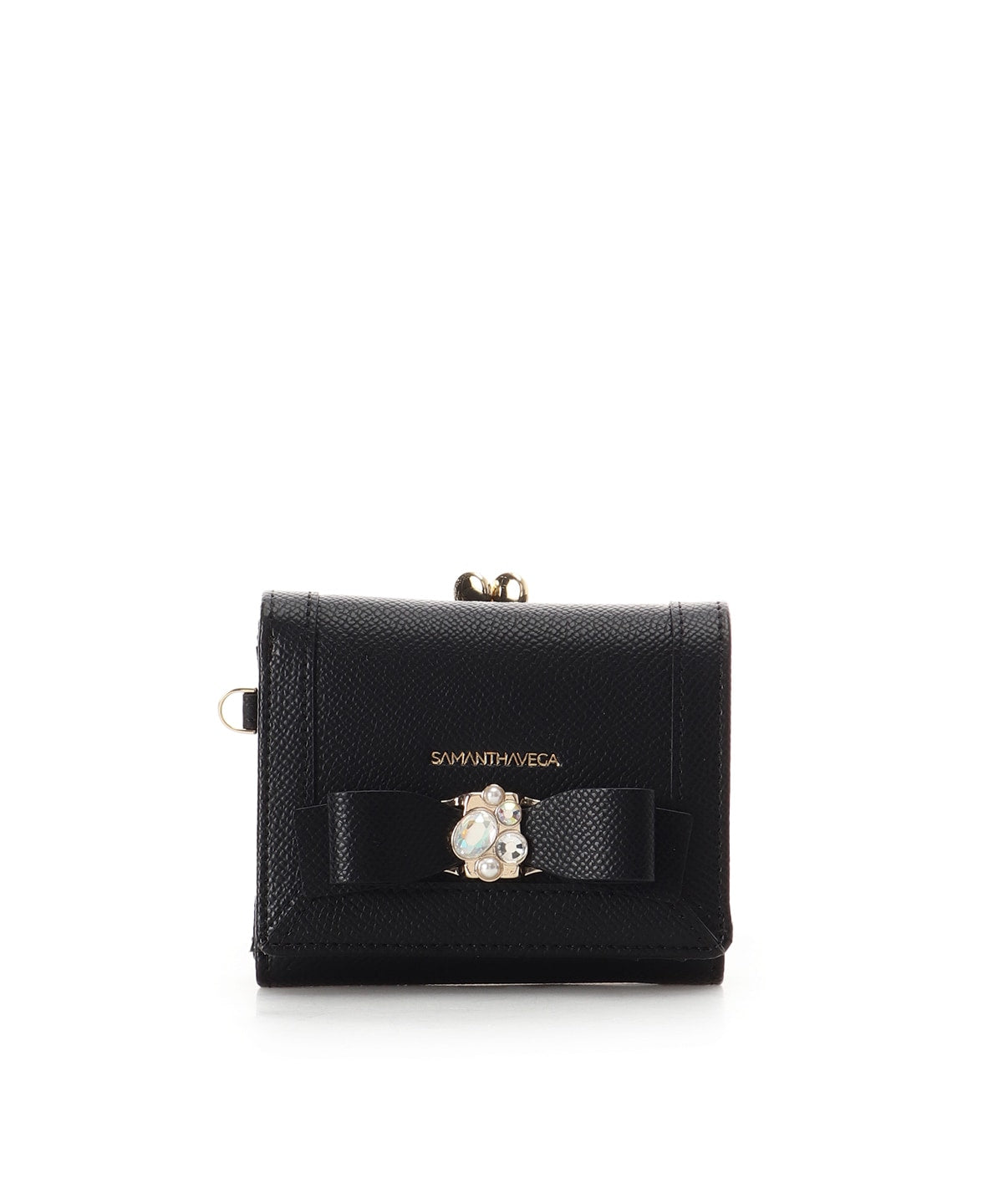 SAMANTHAVEGA Jewel Ribbon Folding Wallet | Compact & Elegant Mini Wallet with Bijou Accent