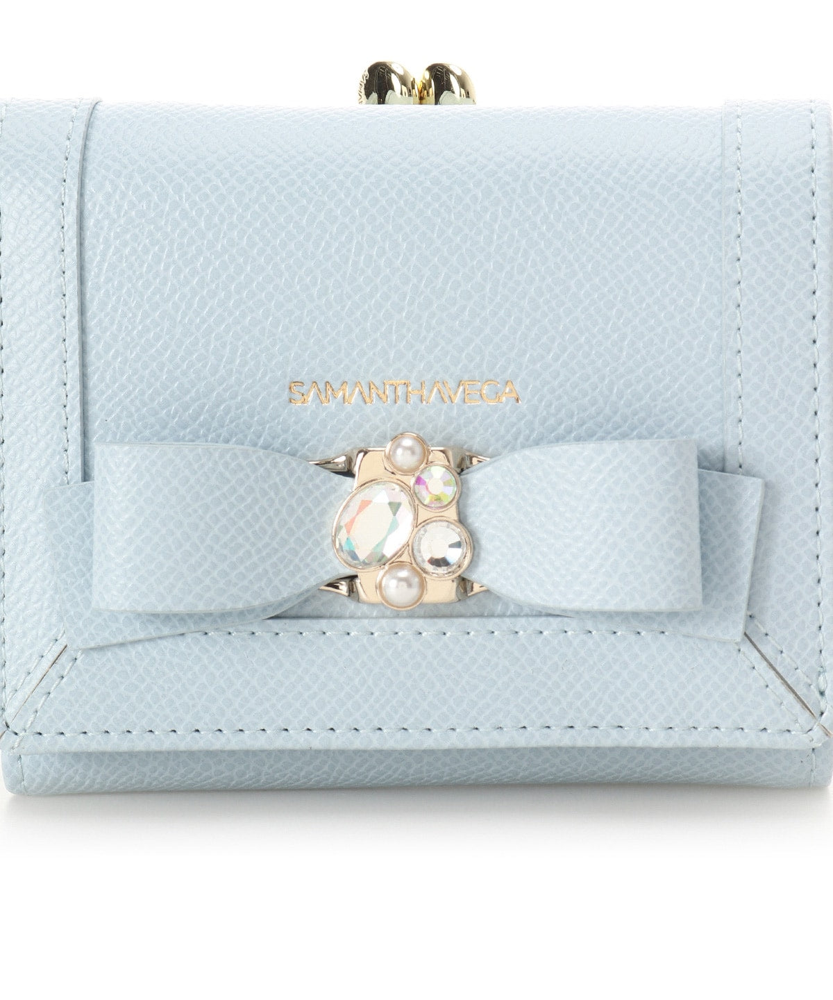 SAMANTHAVEGA Jewel Ribbon Folding Wallet | Compact & Elegant Mini Wallet with Bijou Accent