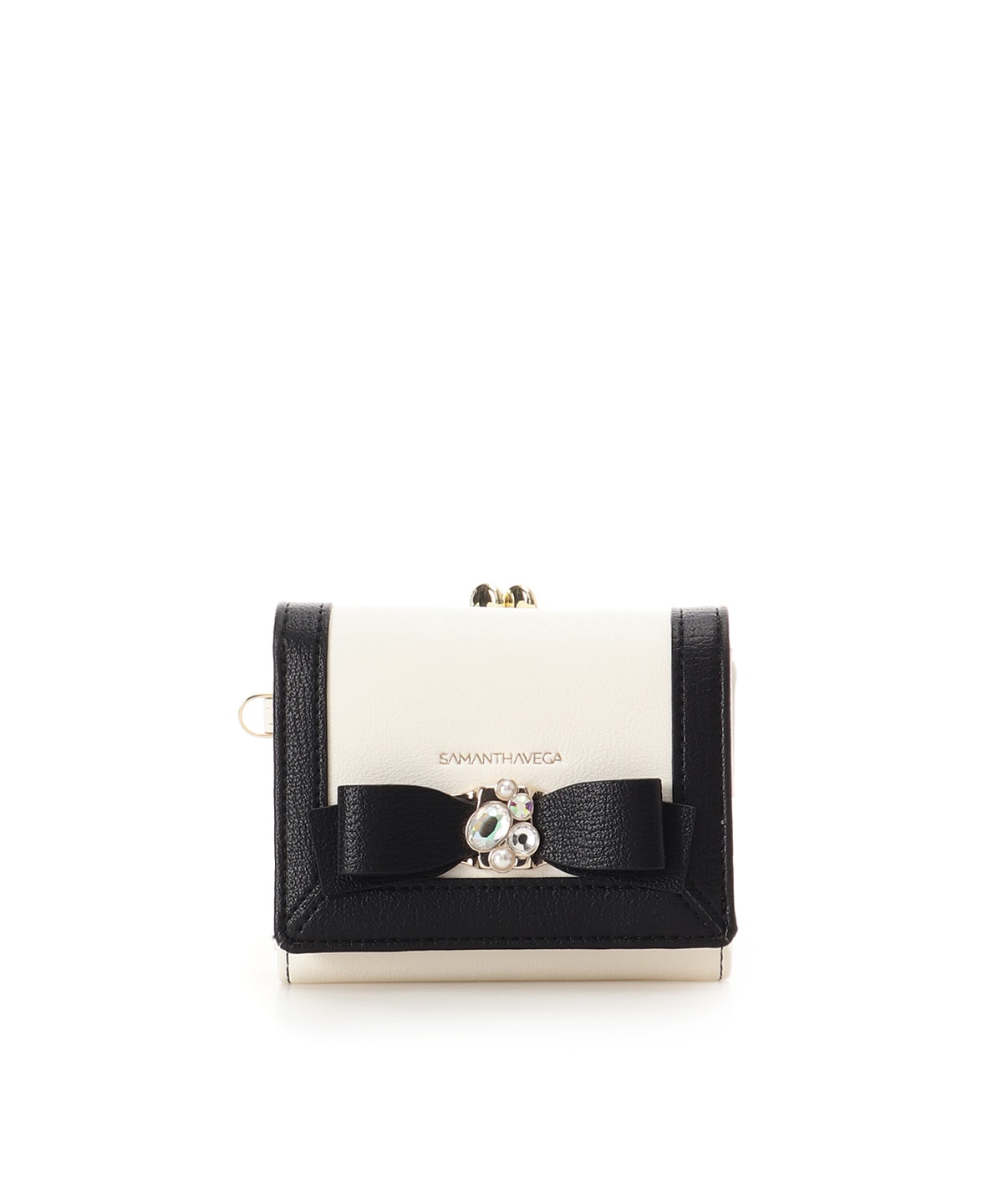 SAMANTHAVEGA Jewel Ribbon Folding Wallet | Compact & Elegant Mini Wallet with Bijou Accent