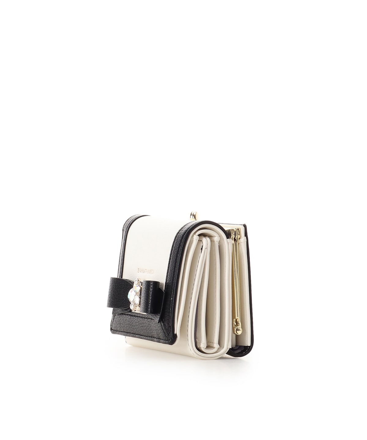 SAMANTHAVEGA Jewel Ribbon Folding Wallet | Compact & Elegant Mini Wallet with Bijou Accent
