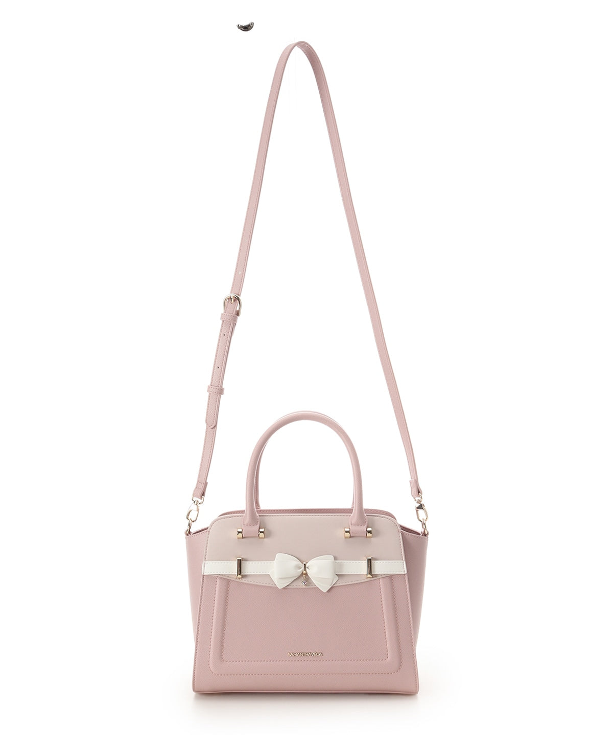 SAMANTHAVEGA Bi-Color Accent Ribbon Handbag Elegant 2-Way Tote with Detachable Strap
