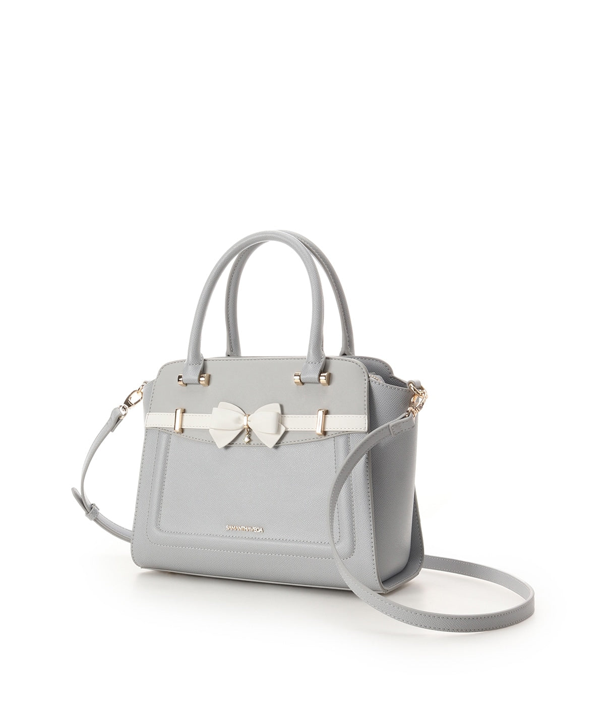 SAMANTHAVEGA Bi-Color Accent Ribbon Handbag Elegant 2-Way Tote with Detachable Strap