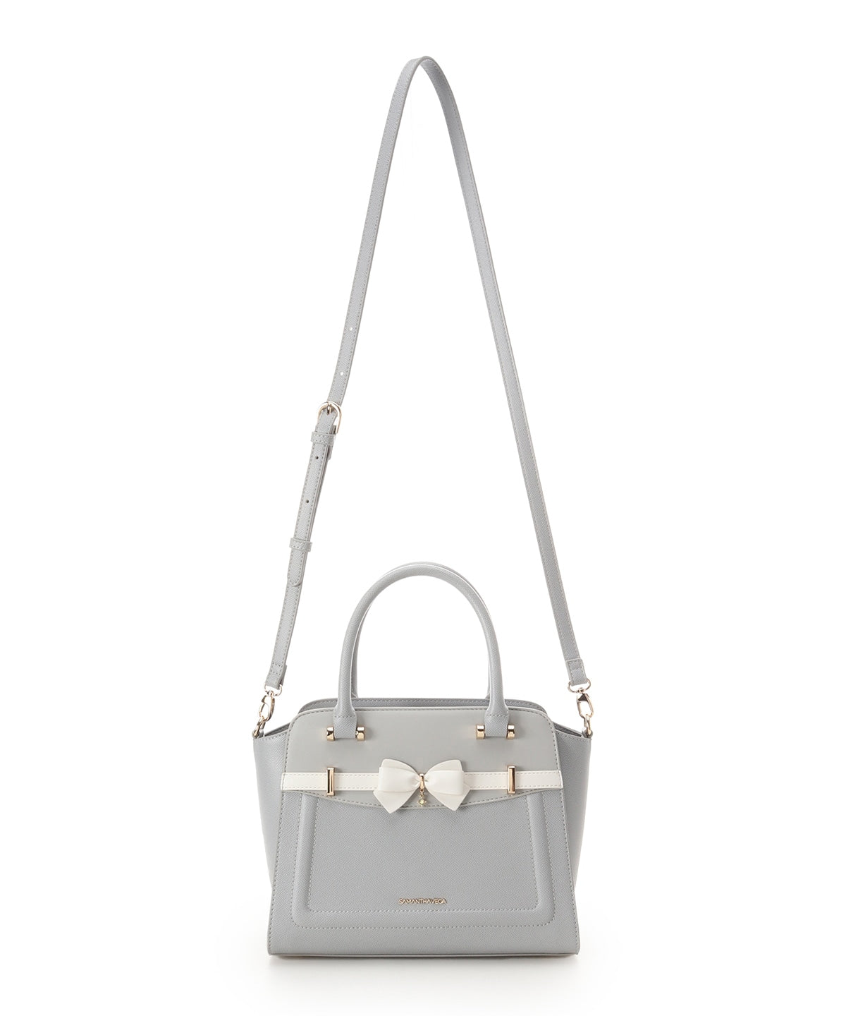 SAMANTHAVEGA Bi-Color Accent Ribbon Handbag Elegant 2-Way Tote with Detachable Strap