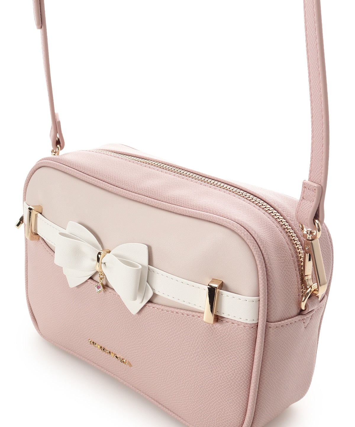 SAMANTHAVEGA Bicolor Accent Ribbon Mini Shoulder Bag Adjustable Crossbody with Elegant Ribbon Charm