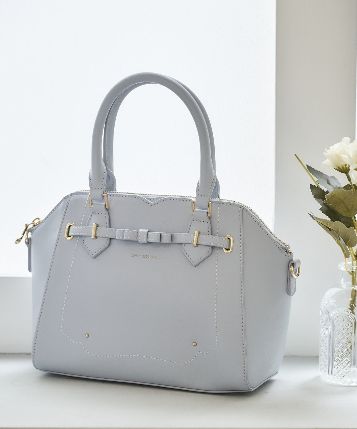 SAMANTHAVEGA Barrette Ribbon Handbag Elegant Bow Accent Shoulder & Tote Bag