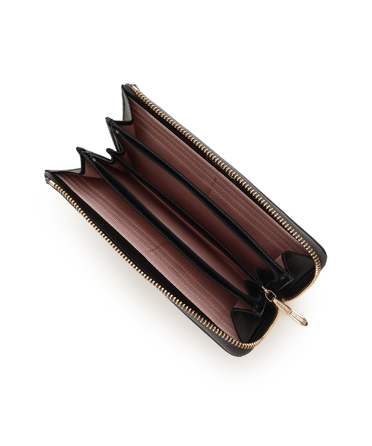 SAMANTHAVEGA Bicolor Accent Ribbon Long Wallet | Elegant Zip-Around with Ribbon & Stone Charm