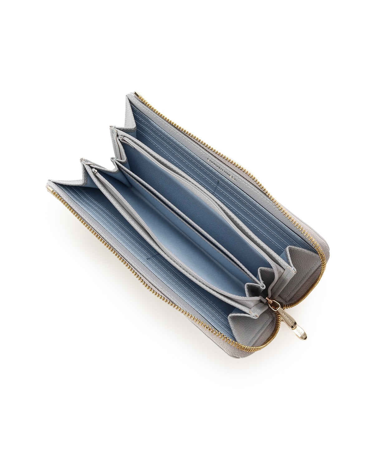 SAMANTHAVEGA Bicolor Accent Ribbon Long Wallet | Elegant Zip-Around with Ribbon & Stone Charm
