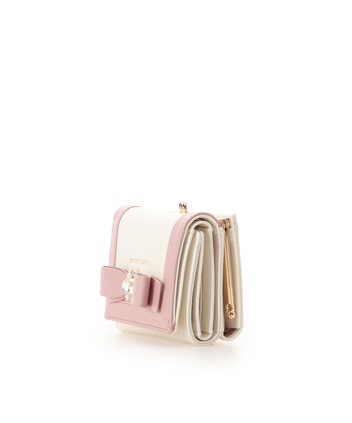 SAMANTHAVEGA Bicolor Jewel Ribbon Fold Wallet | Compact & Elegant Bijou Design