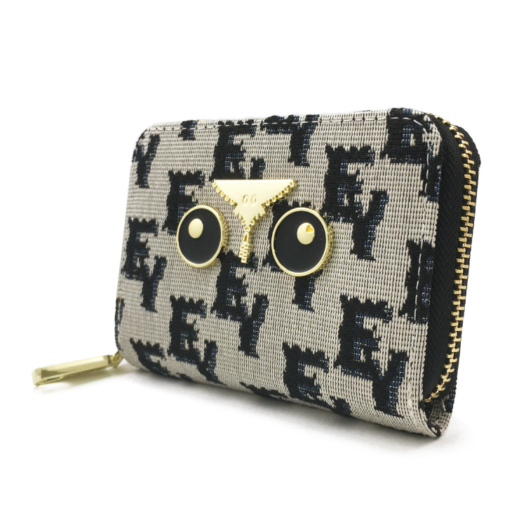 EYE THEME Jacquard Card Case – Stylish & Compact Wallet with Synthetic Leather Accents (Holds 10+ Cards)