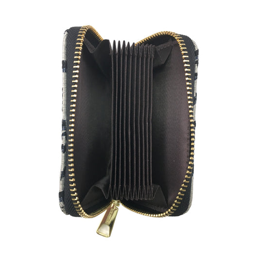 EYE THEME Jacquard Card Case – Stylish & Compact Wallet with Synthetic Leather Accents (Holds 10+ Cards)