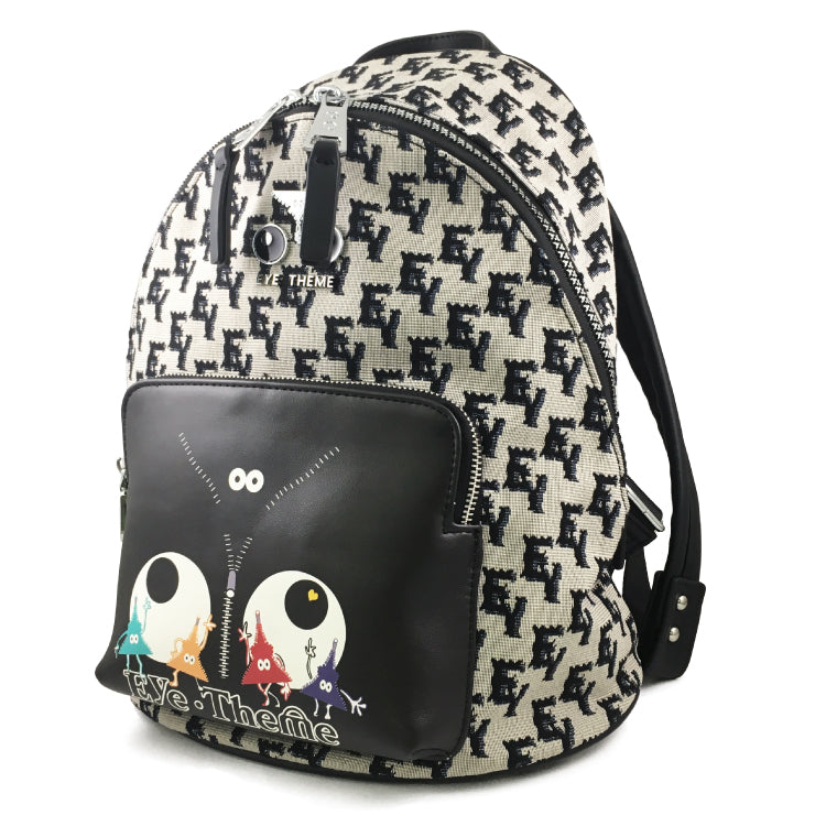 EYE THEME Jacquard Backpack – Stylish & Functional Statement Piece with Synthetic Leather Accents