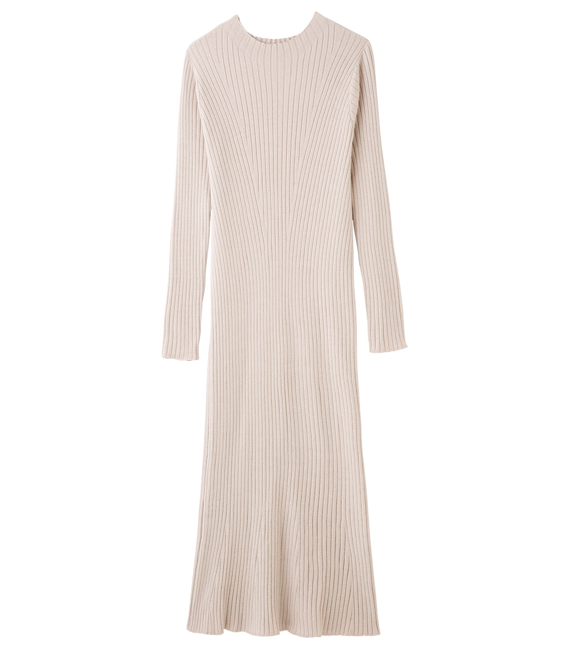 Rib Knit Flare Dress Slimming Mermaid Silhouette with Refined Elegance