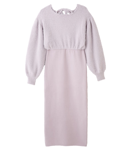 Shaggy Knit & Ribbed Tight Skirt Dress Effortless Elegance in One