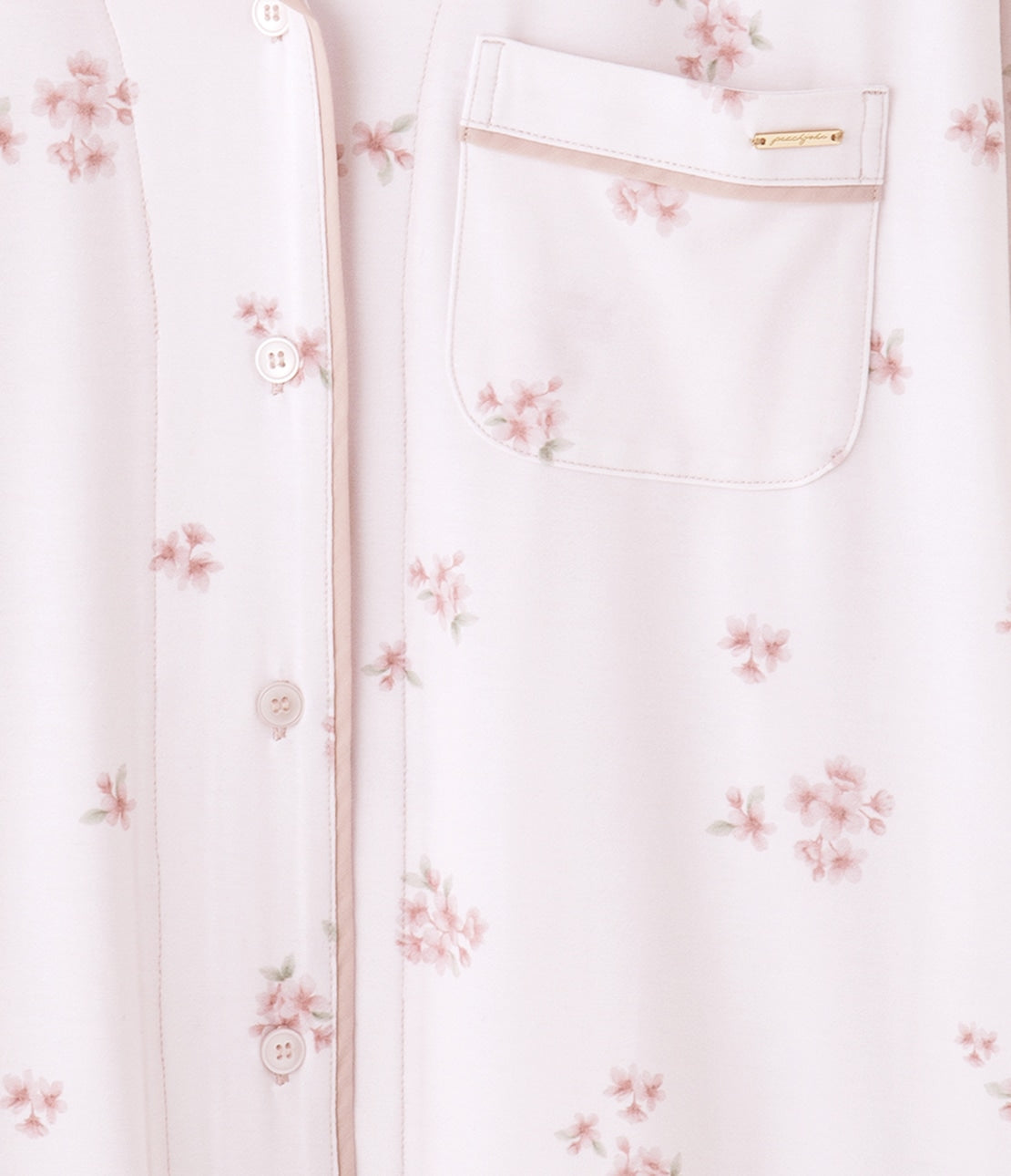 Cut & Sewn Print Shirt Pajamas Smooth Stretch Fabric Floral Loungewear