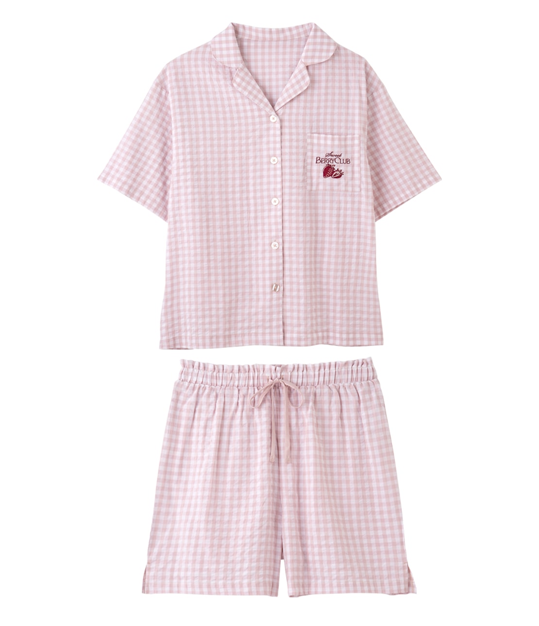 Easy Shirt Pajama Set | Lightweight Loungewear with Fruit Embroidery
