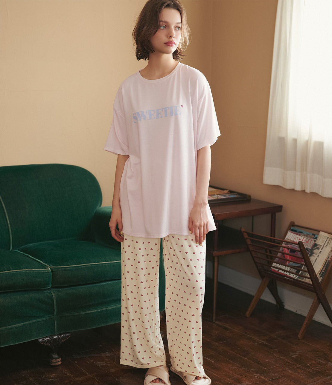 Printed T-Shirt Pajama Set | Soft Stretch Jersey with Cute Logo & All-Over Print