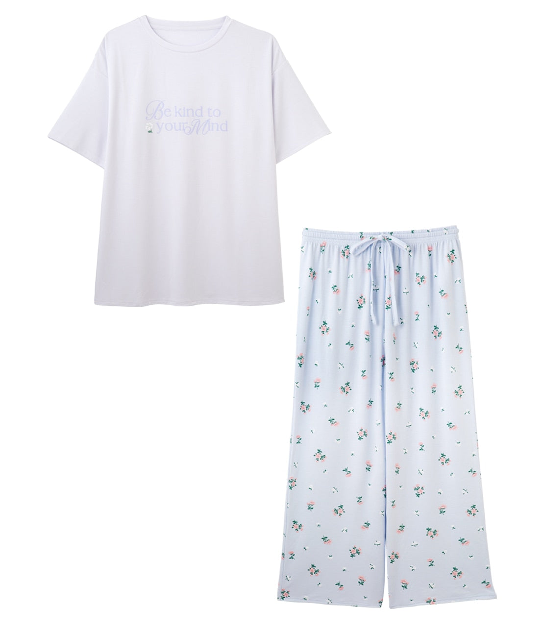 Printed T-Shirt Pajama Set | Soft Stretch Jersey with Cute Logo & All-Over Print