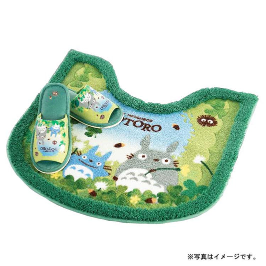 Official My Neighbor Totoro Blue Sky Acorn Bath Mat - Watercolor Clover Design (58×60cm, 100% Acrylic, Made in Japan)