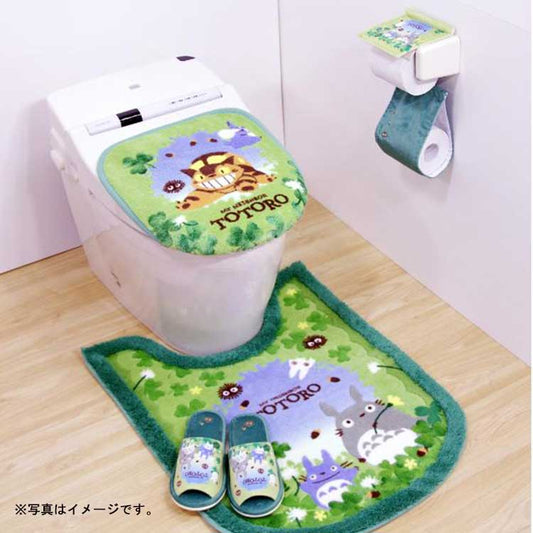 Official My Neighbor Totoro Blue Sky Acorn Long Bath Mat - Watercolor Clover Design (78×60cm, 100% Acrylic, Antibacterial)
