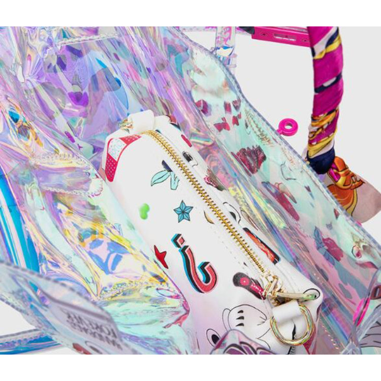 EYE THEME Clear Tote Bag with Inner Pouch - Bold Eye Motif Design (Includes Shoulder Strap)