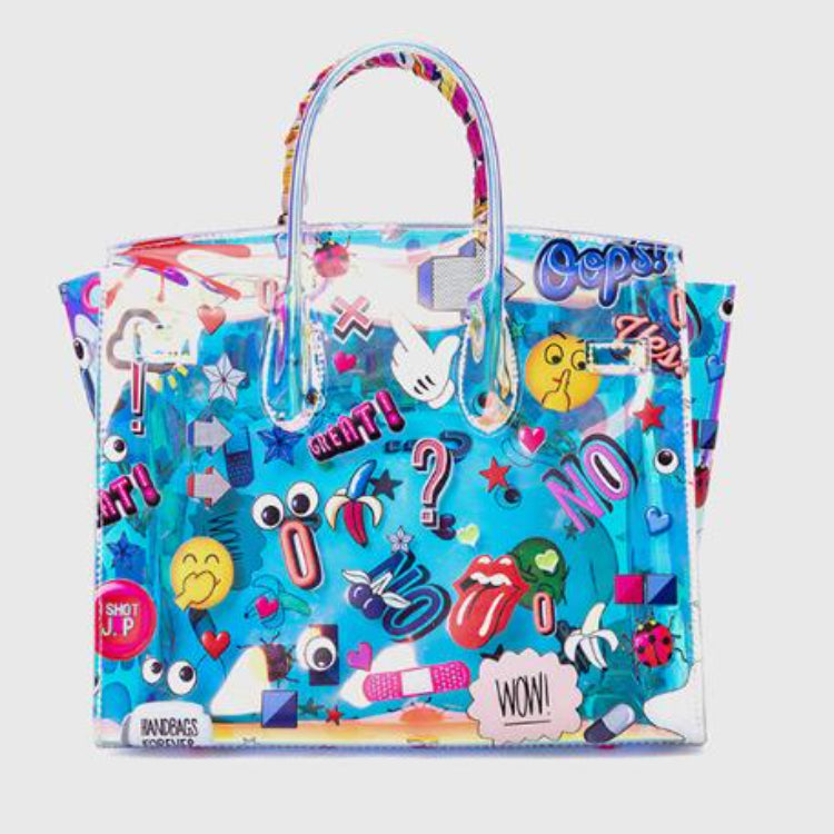 EYE THEME Clear Tote Bag with Inner Pouch - Bold Eye Motif Design (Includes Shoulder Strap)