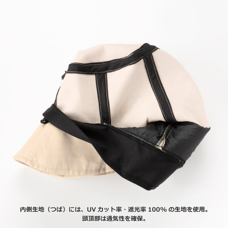 WPC UV Bucket Hat – Wearable Sun Umbrella in Beige & Black (UPF 50+)