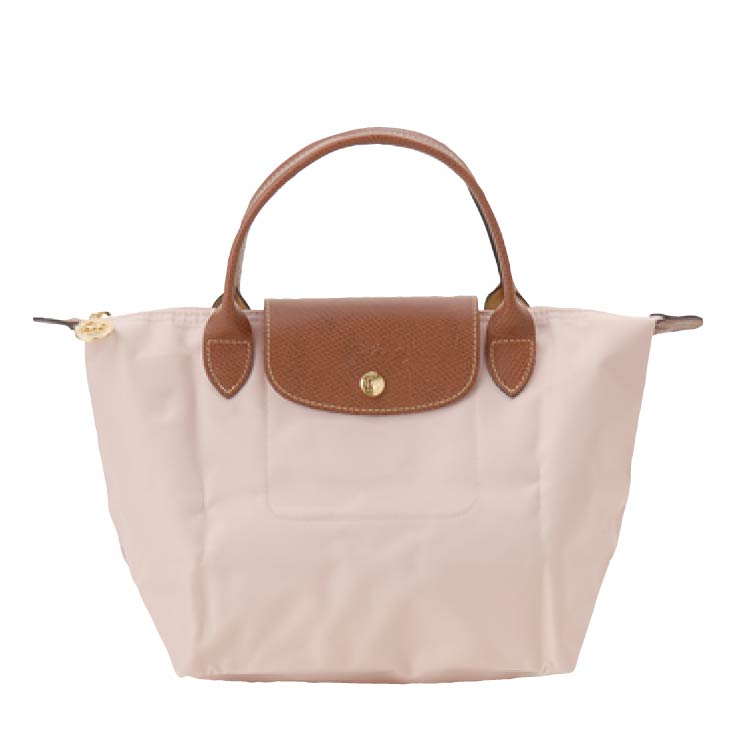 LONGCHAMP Small Nylon & Leather Tote Bag – Noir / Papier | 2025 SUMMER Collection