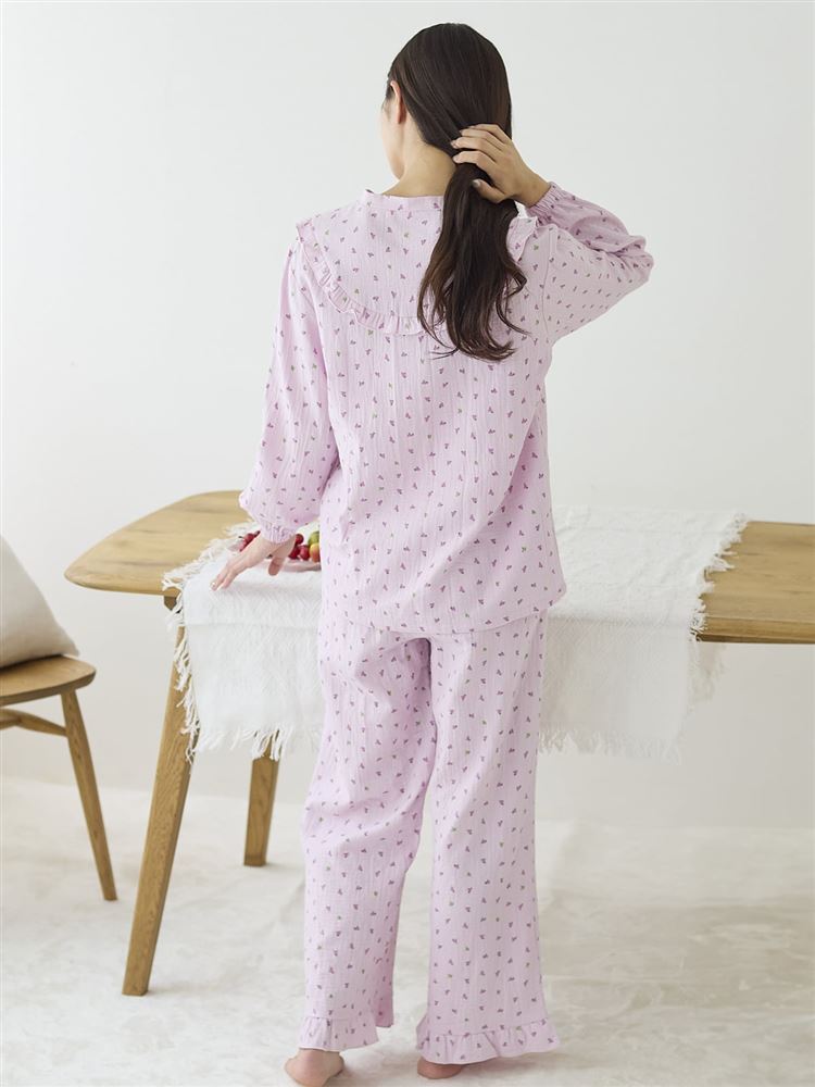 100% Cotton Double Gauze Fruit Print Pajama Set Soft, Breathable & Romantic Loungewear