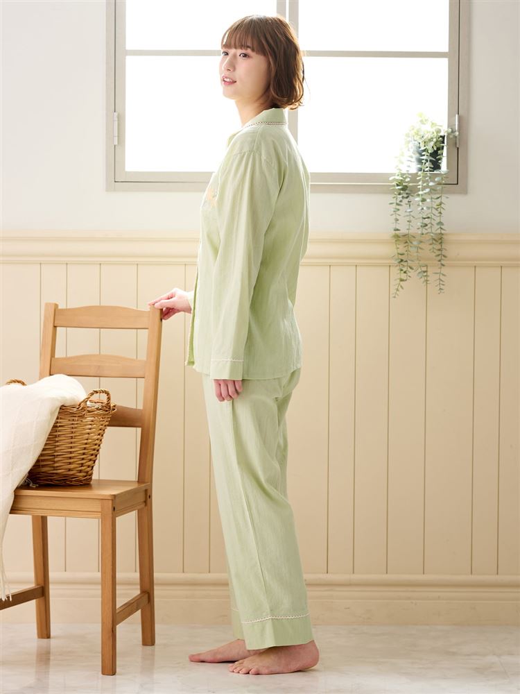 100% Cotton Floral Embroidered Button-Front Pajama Set | Soft & Breathable Loungewear