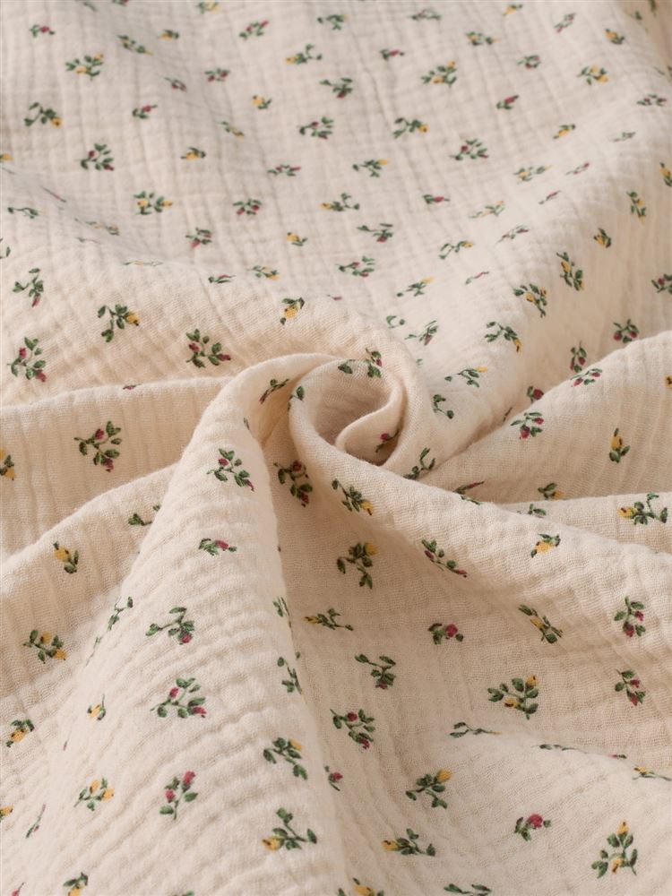 Cotton 100% Floral Double Gauze Long-Sleeve Button-Front Pajamas