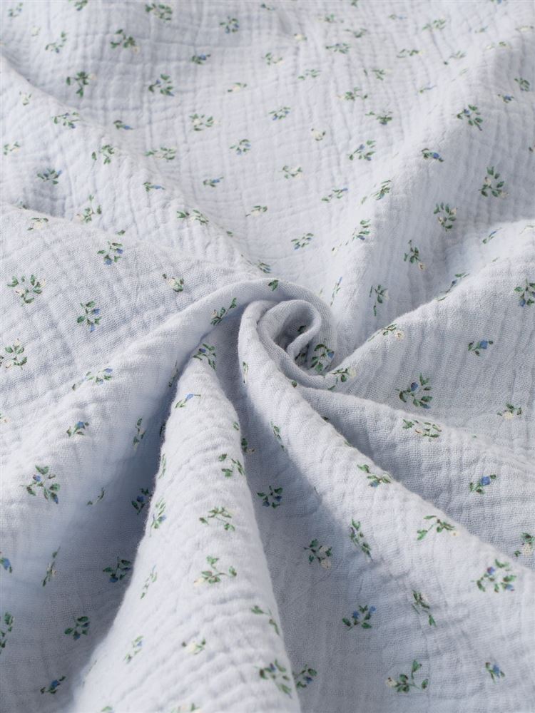 Cotton 100% Floral Double Gauze Long-Sleeve Button-Front Pajamas