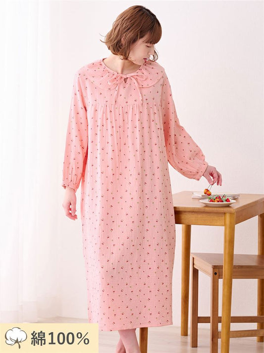 100% Cotton Fruit Print Gauze Nightdress | Soft, Breathable & Cute Loungewear