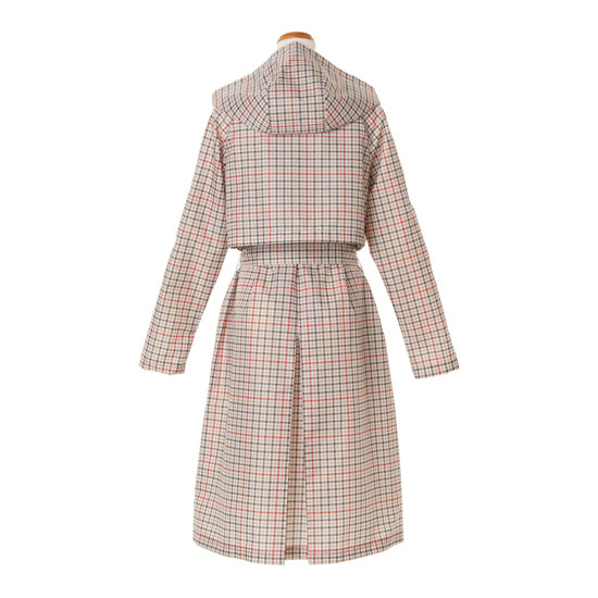 Because Patterned Trench Raincoat – Detachable Hood, Lightweight Polyester (Beige/Navy)