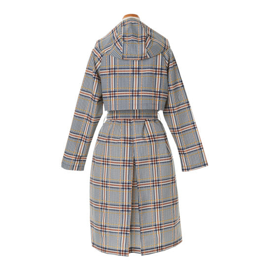 Because Patterned Trench Raincoat – Detachable Hood, Lightweight Polyester (Beige/Navy)