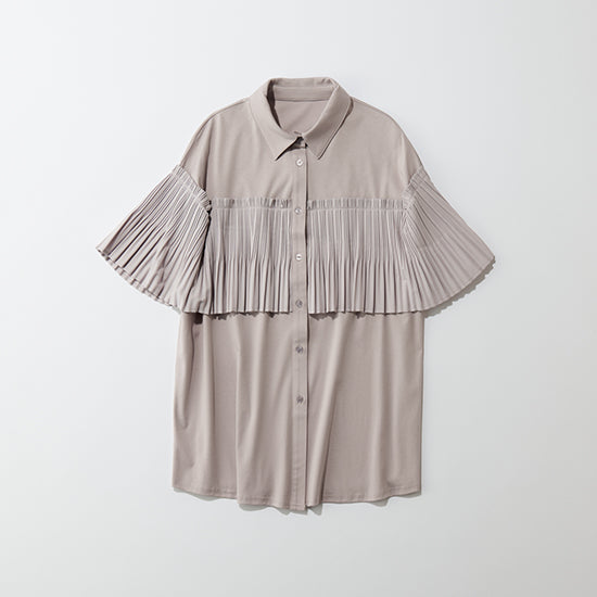 Fellini Decorative Pleated Collar Cotton Top Sophisticated Pleats with Everyday Ease