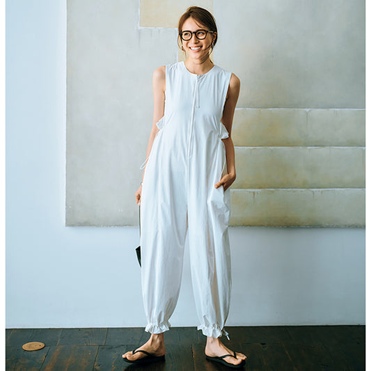 ALEGRE Half-Zip Active Jumpsuit (Off-White/Black)