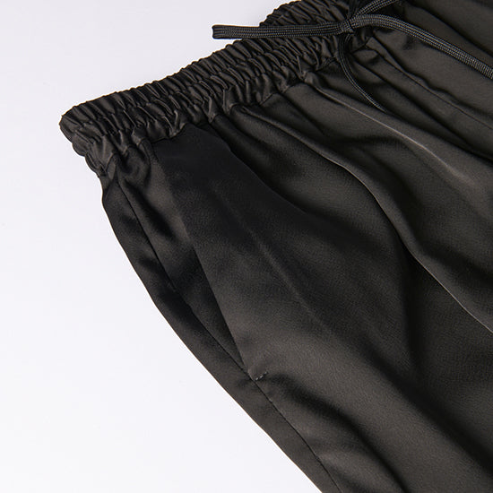 Emma Taylor Stretch Satin Tuck Wide-Leg Pants – Effortless Elegance (Navy/Charcoal/Black)