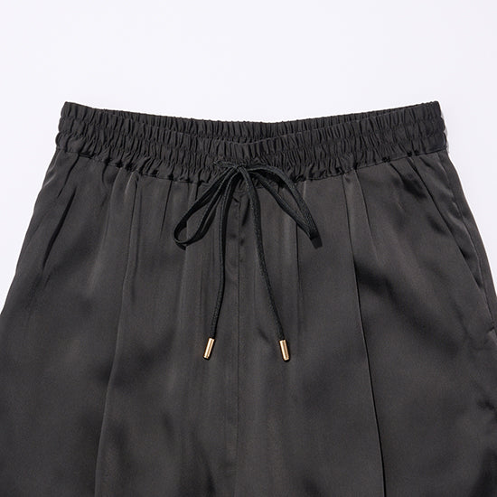 Emma Taylor Stretch Satin Tuck Wide-Leg Pants – Effortless Elegance (Navy/Charcoal/Black)