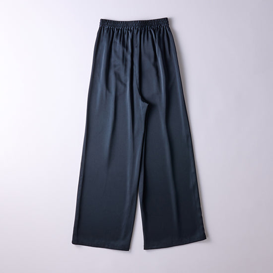 Emma Taylor Stretch Satin Tuck Wide-Leg Pants – Effortless Elegance (Navy/Charcoal/Black)