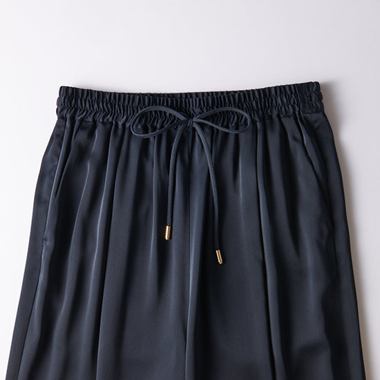 Emma Taylor Stretch Satin Tuck Wide-Leg Pants – Effortless Elegance (Navy/Charcoal/Black)