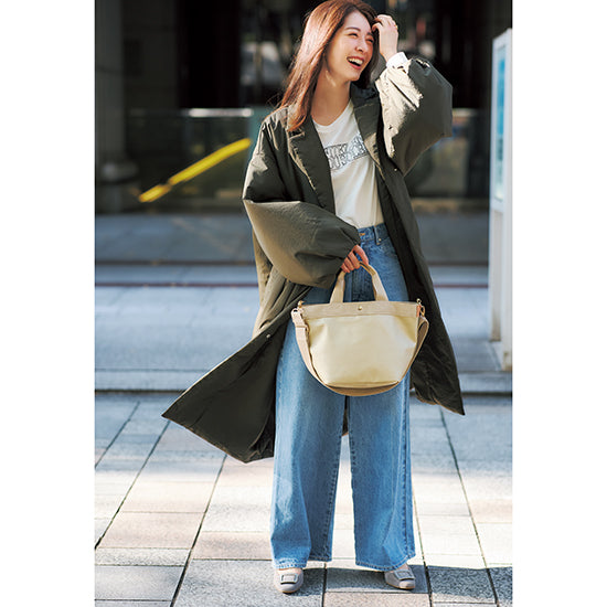 Ouitote KOBE 2-Way Mini Tote Bag - Navy/Gold (Faux Leather)