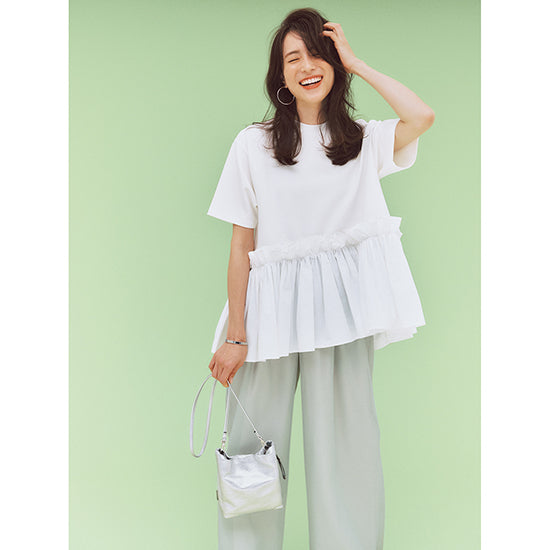 THREE SQUARE Peplum Combo Half-Sleeve Pullover Statement Style Meets Everyday Comfort