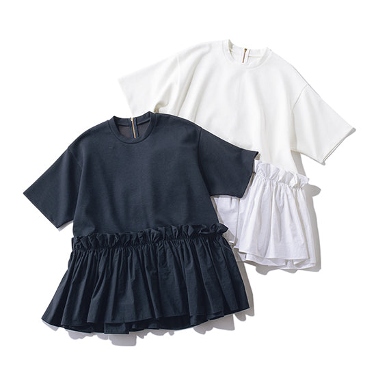 THREE SQUARE Peplum Combo Half-Sleeve Pullover Statement Style Meets Everyday Comfort