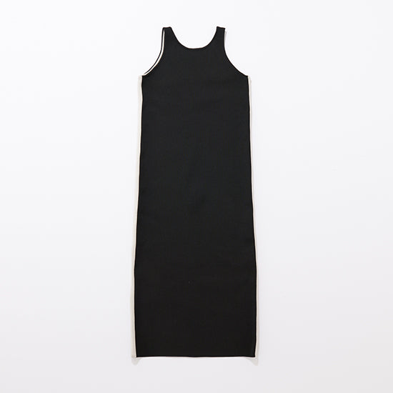 THIRD MAGAZINE Line Knit Dress β Washable Polyester Shift Dress (Black)