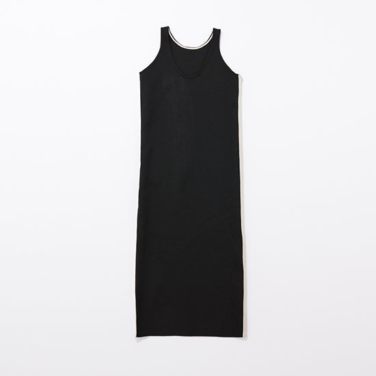 THIRD MAGAZINE Line Knit Dress β Washable Polyester Shift Dress (Black)